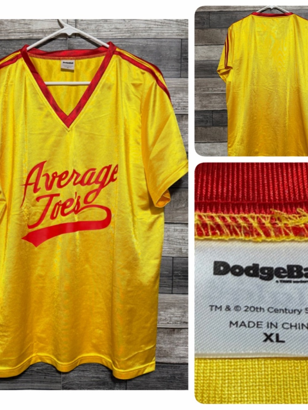 Dodgeball Movie Average Joe’s Jersey Size XL Yellow Red V-Neck Lightweight